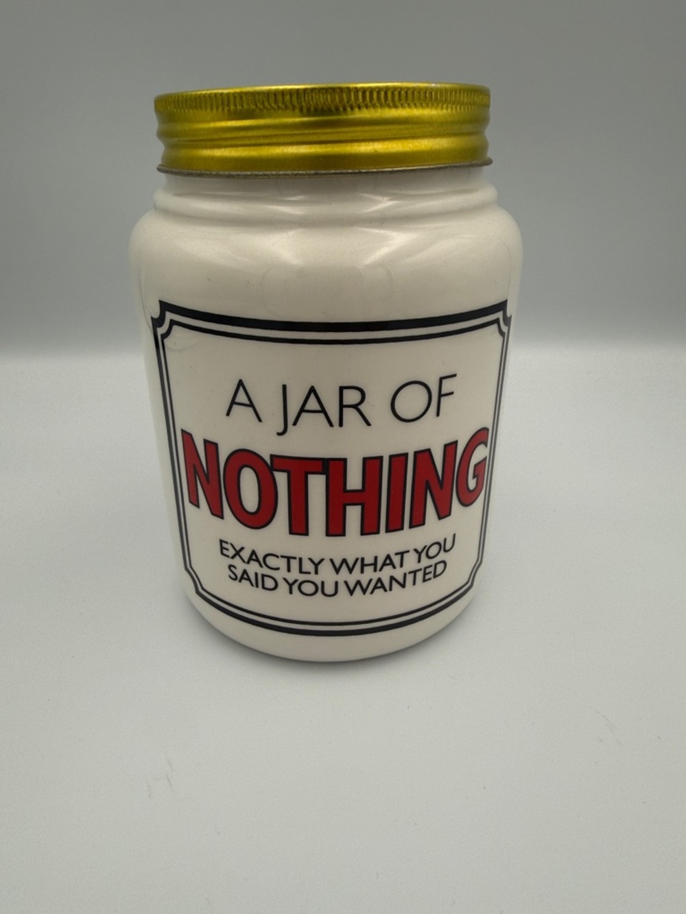 Enesco Our Name is Mud “Nothing” Ceramic Jar with Lid, White 5.5”